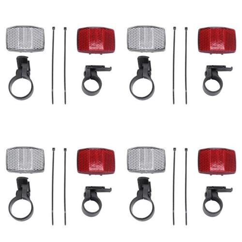 4 Pair Cycle Bicycle Bike Light Reflector Rear Front for Handlebar & Saddle Bar