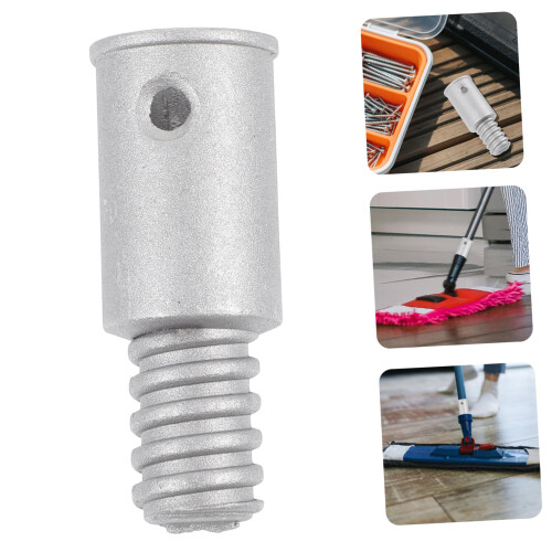 2pcs Metal Threaded Broom Handle Adapter Tips for Mops and Extension Poles, Quick Handle 1