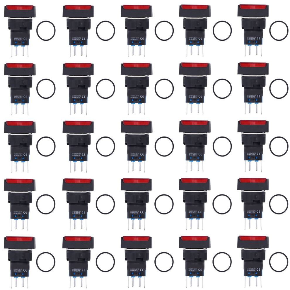 12V Push Button Switches 25Pcs 16mm Red