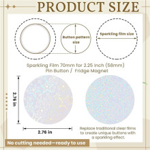 400Pcs Badge Film 70mm (2.76 in), 8 Styles of Holographic Glitter, Badge Protective Film for 2.25 Inch 58mm Button Maker