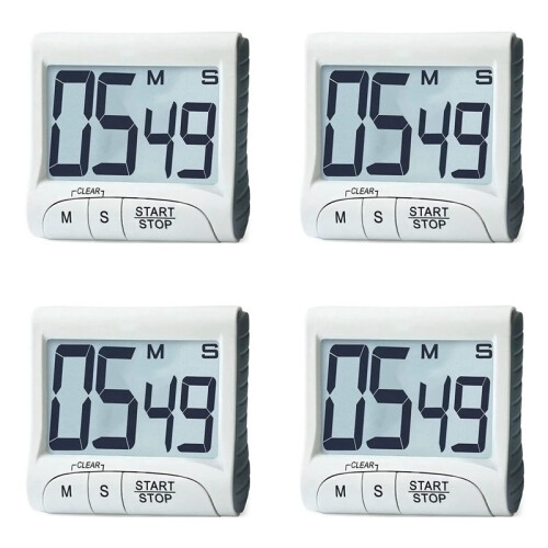 4X Digital Kitchen Timer&Stopwatch,Bold Digits, Simple Operation, Loud Alarm,Magnetic Kickstand