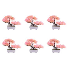 6X Artificial Plants Bonsai Small Tree Pot Fake Plant Flowers Potted Faux Bonsai for Home Room Table A