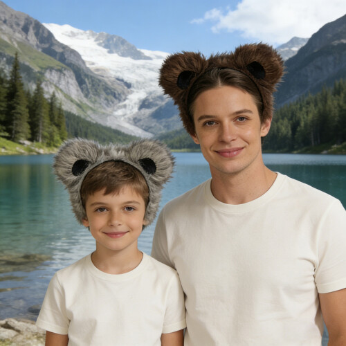 Animal Bear Costume Accessories with Bear Ears-Gray tail 2