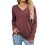 Damen-Langarmshirt mit V-Ausschnitt, lässiges Oberteil,-Rot M 1