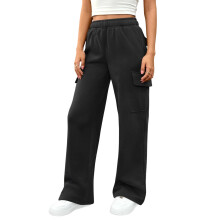 Damen-Jogginghose, weites Bein, Cargohose,-Schwarz XS
