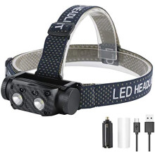 Wiederaufladbare LED-Stirnlampe, superhell mit 9 Beleuchtungsmodi, Bewegungssensor und tragbarer Powerbank-Funktion