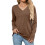 Damen-Langarmshirt mit V-Ausschnitt, lässiges Oberteil,-Kaffee S 1