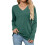 Damen-Langarmshirt mit V-Ausschnitt, lässiges Oberteil,-Grün L 1