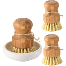 Cepillo de madera natural para lavar platos, de amplia aplicación para la limpieza del hogar, con cerdas de alta densidad para una fácil
