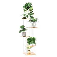 6 Tier Wooden Metal Plant Stand for Indoor Outdoor, White Corner Flower Pot Rack Holder Shelf Organizer