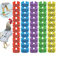 100 Pcs 16mm Numbered Chicken Leg Bands, Multicolor Clipon Poultry Identification Rings for Ducks Quails Pigeons
