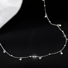 Colar Curto Redondo Geométrico, Colar de Contas Redondas, Acessório de Joia Colar Feminino para Meninas Cor Prata