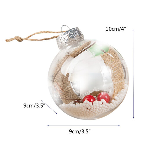 3.5" Clear Plastic Christmas Ball Ornament 2
