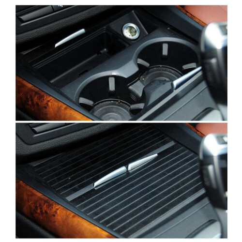 2X Back Section Center Console Shutter Interior Roller Blind for - X5 X6 E70 E71 E72 Drink Water Cup Holder Cover 2