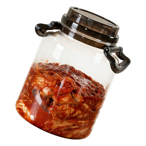 Transparent Pickle Jar With Detachable Press And Handle-M Black