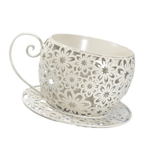 Traditional Charm Iron Planter Container For Plant Herbs-White.