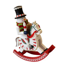 Nutcrackers Christmas Decoration Wooden Rocking Horse-White
