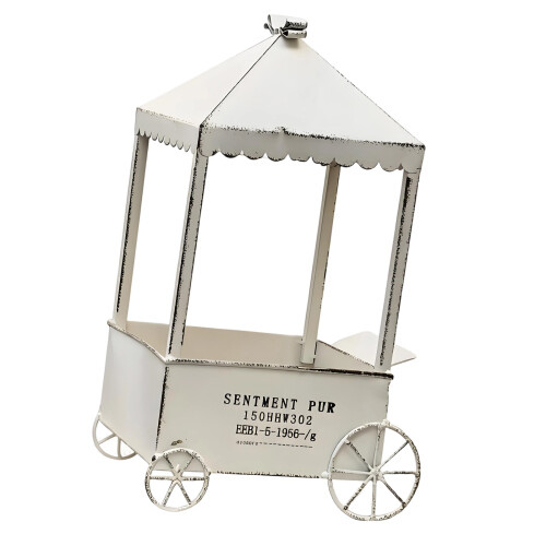 Beautiful Mobile Planter Strong Wheelbarrow Flower Box-White
