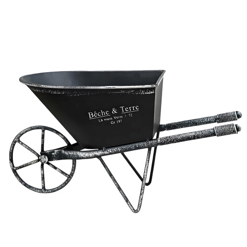 Decorative Wheeled Planter Flower Container Retro Iron Flowerpot