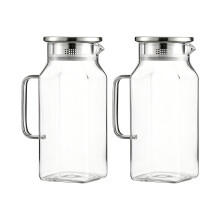 Clear Square Pitcher With Cover And Ergonomic Handle-1.2L