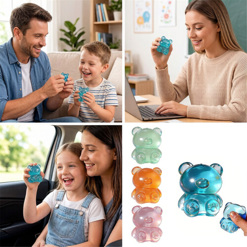 Clear Squeeze Toy Moldable Sensory Game Bear Shape-Light Green 2