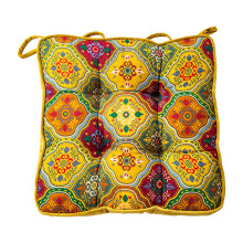 Gemustertes Sitzpolster, 40 cm, quadratisch,-gelbes Kronenkissen