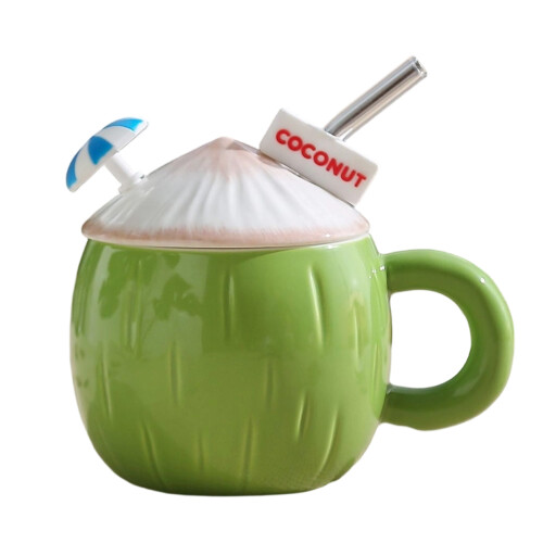 Cute Coconuts Shape Coffee Mug With Leakproof Cover Ideal-Blue