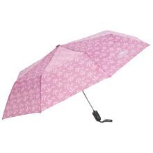 (EACH, Mauve Plant Print) Trespass Compact Tri Fold Automatic Umbrella