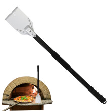 2‑in‑1 Long Handle Pizza Oven Brush and Heat‑Resistant Charcoal Rake for BBQ Baking Camping
