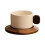 Elegant Handcrafted Ceramic Tea Cup With Wooden Base-2 A 1