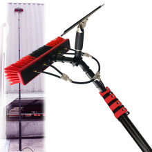 Solar Panel Cleaning Brush with 12M Telescopic Pole, 35cm Wide Head for Roof and Window Ladder Cleaning