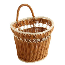 Panier en osier fixé au mur d'économie de-Bordure blanche marron