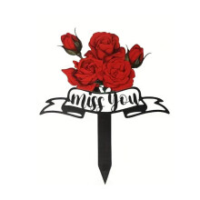 Croix funéraires en métal élégantes avec motif de roses,-B