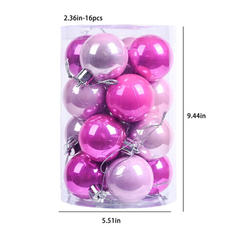 Plastic Christmas Tree Ball Ornament 6cm Hot Pink 2