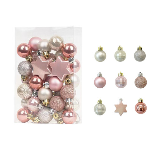 Pink Christmas Ball Ornaments 33pcs 1