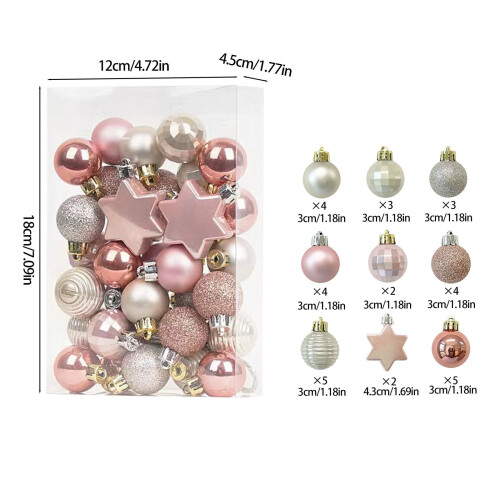 Pink Christmas Ball Ornaments 33pcs 2