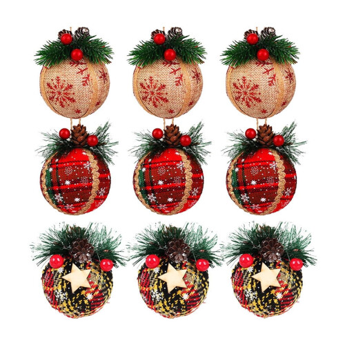 Viflosae Weihnachtskugel aus Stoff, rot kariert, 8 cm 1