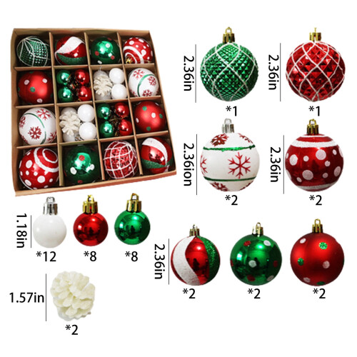 Boules de Noël VALSEEL, 42 pièces, 6 cm (2,36 pouces) 2