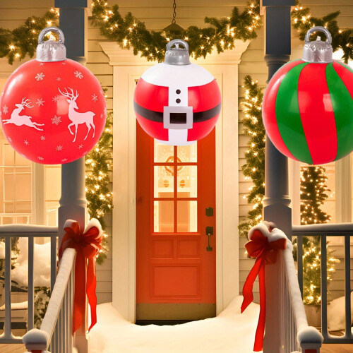 Oppustelig julesnefnugkugle PVC rund 1 stk. 2