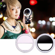 Universele Draagbare Mobiele Telefoon met 36 LED-Selfielampjes, Lichtgevende Ringclip voor 11 X XR Roze