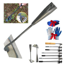 Weed Puller Tool with Ergonomic Long Handle, 4Tine Garden Weeding Tool for Deep Root Removal 13.7in