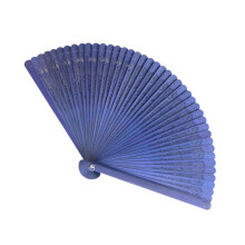 Bamboos Folding Fan Handheld Retro Wood Hand Fan for-Blue