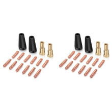 32PCS Flux Core Gasless Nozzle Tips Kit K3493-1, 0.035inch Contact Tips & Gas Diffusers with Century FC90/80GL Titanium