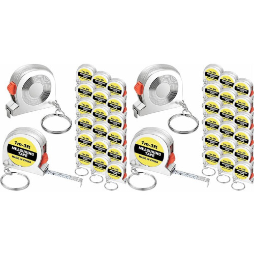 40X Tape Measure Keychains Functional Retractable Measuring Tape Keychains with Slide Lock 1M/3FT,B