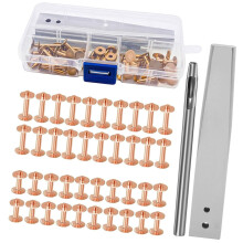42 stuks lederen studs koperen metalen klinknagels-koper kleur