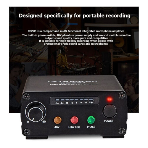 Alctron RD501 Single Channel Mic Amplifier Preamp Desktop Microphone Multifunction Professional for Studio Recording 1