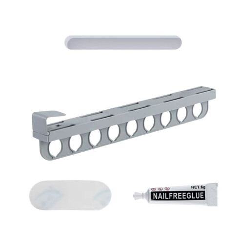 Expandable Clothing Rack Constructed From Strong ABS-Light Grey