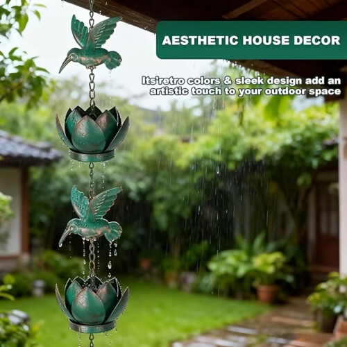 Hummingbird Rain Chain Hummingbird Cups Rain Chain for Gutter 1