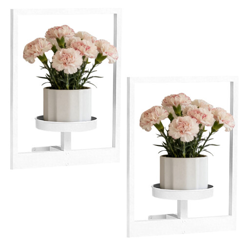 Smooth Iron Wall Mount Plant Shelf White Vertical Garden Rack-B