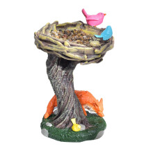 Outdoor Bird Bath and Feeder Combo, Decorative Resin Standing Bird Feeding Station for Garden Patio Yard